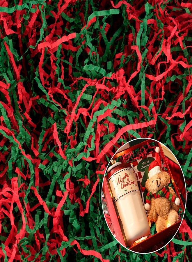 PEASUG 1 LB Christmas Crinkle Cut Paper Shred Filler for Gift Box, Red and Green Confetti Crinkle Paper Filler for Bag, Grass Cushion Paper Streamer Stuffing for Baskets, Birthdays, Holiday Packaging - Image 1